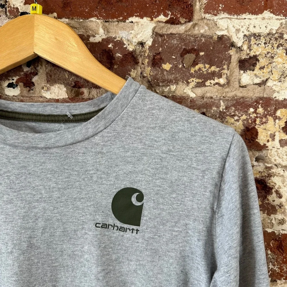 Carhartt Boys Youth Long Sleeve Gray Deer Bear T Shirt Graphic Medium 10-12